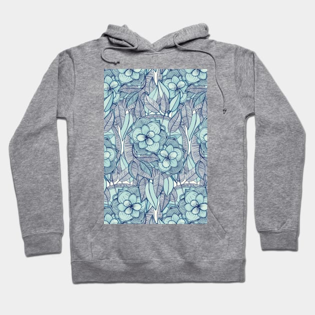 Teal Magnolias – a hand drawn pattern Hoodie by micklyn